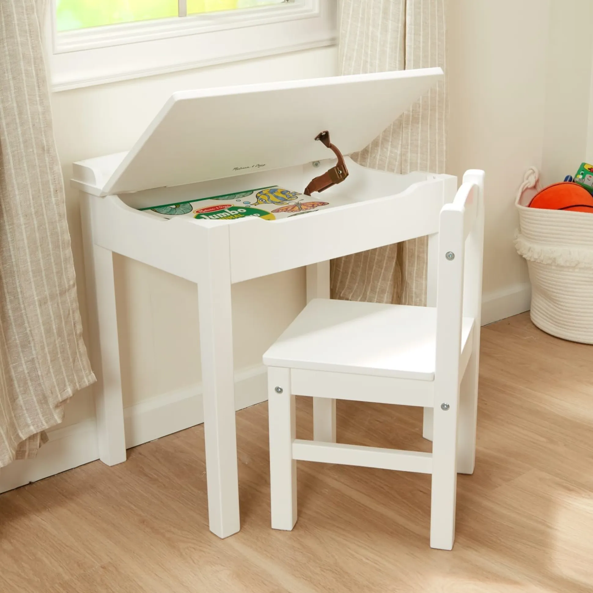 Child's Lift-Top Desk & Chair - White