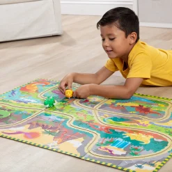 Dinosaur Adventure Tracks Floor Puzzle – 48 Pieces + 2 Wind-Up Dinosaurs