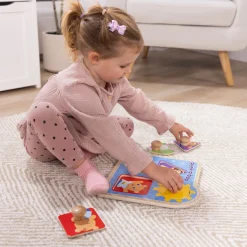 Ms. Rachel™ Wooden Peek-a-Boo Jumbo Peg Puzzle – 4 Pieces